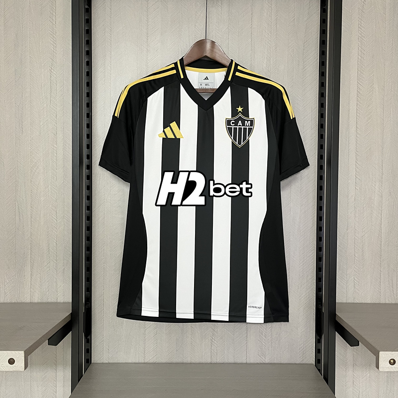 Camisa Atlético MG [Com Patrocínio] 2025 Adidas - Preta e Branca